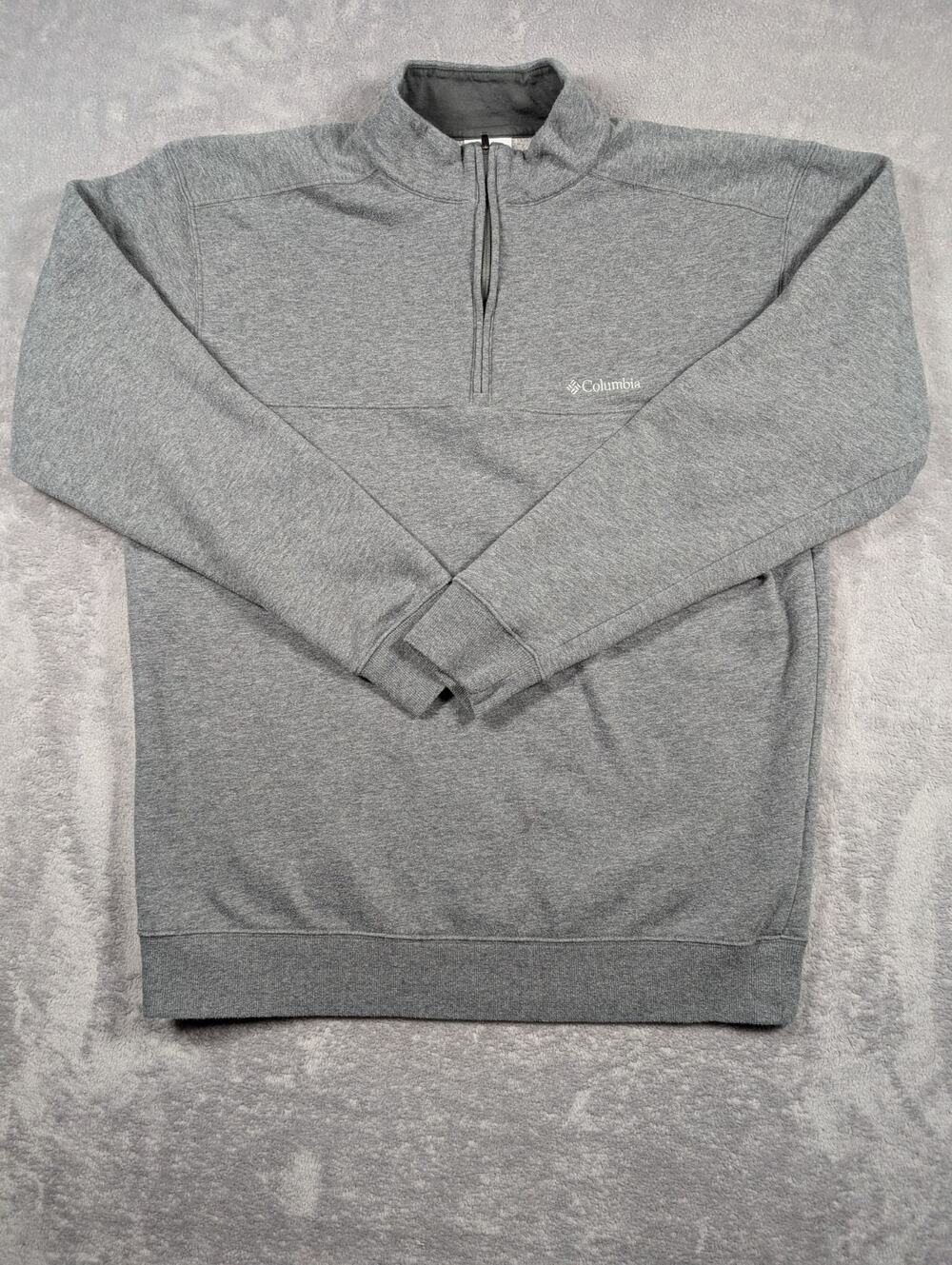 Columbia Sweater Mens Large Gray Fleece Lined Casual Outdoor Classic